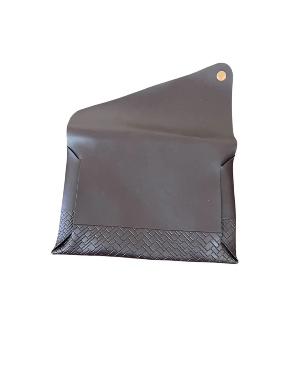 NEW Cole Haan Woven Faux Burgundy Leather Travel Clutch/E-Book Cover gold snap